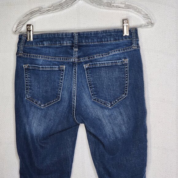 Old Navy Rock Star Dark Wash Cotton Poly Span Mid Rise Stretch Skinny Jean 8 Reg - Picture 12 of 16